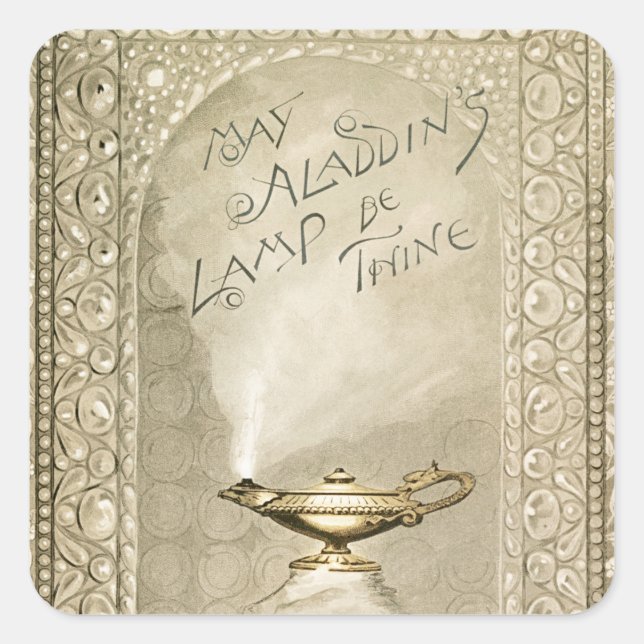 Vintage Christmas Magic Lamp Aladdin Fantasy Square Sticker (Front)