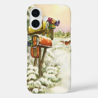 Vintage Christmas, Mailboxes in Winter Landscape  iPhone 16 Case