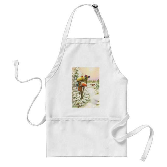 Vintage Christmas, Mailboxes in Winter Landscape  Standard Apron (Front)
