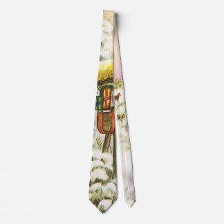 Vintage Christmas, Mailboxes in Winter Landscape  Tie