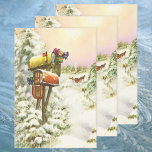 Vintage Christmas, Mailboxes in Winter Landscape Wrapping Paper Sheet<br><div class="desc">Vintage illustration Victorian Era Merry Christmas holiday image featuring a snowscape with snow covered mailboxes filled with Christmas mail and presents in winter. A horse drawn carriage is driving down the snowy street with trees and a forest on the side. Happy Holidays and Season's Greetings!</div>