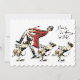 Vintage Christmas Man With Dogs Dancing Holiday Card