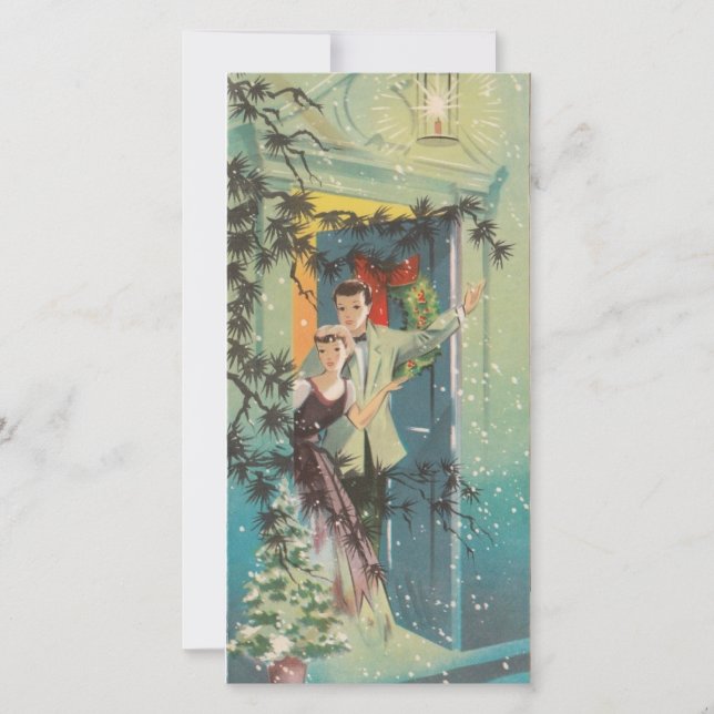 Vintage Christmas Married Couple Holiday Card (Front)