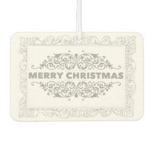Vintage Christmas merry pattern stylish grey white Car Air Freshener