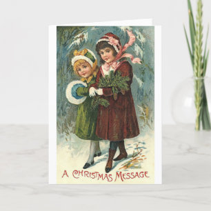 Vintage Christmas Message, Holiday Card