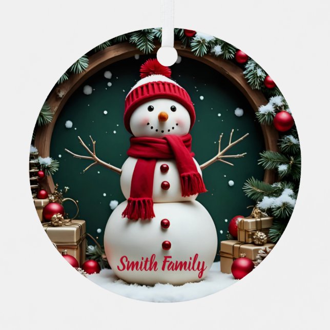 Vintage Christmas - Metal Circle Ornament (Front)