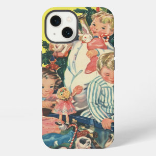 Vintage Christmas Morning, Children Opening Gifts iPhone 13 Case