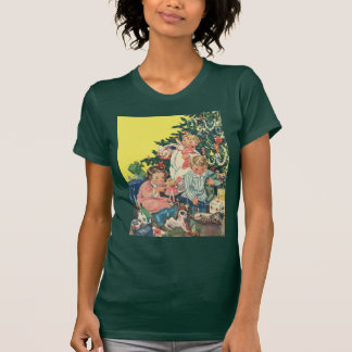 Vintage Christmas Morning, Children Opening Gifts T-Shirt