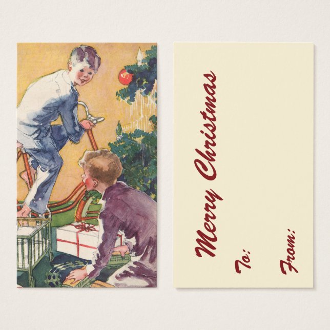 Vintage Christmas Morning, Children with Presents (Front & Back)