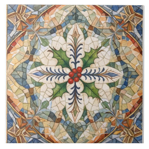 Vintage, Christmas mosaic,Christmas Past Revisited Tile