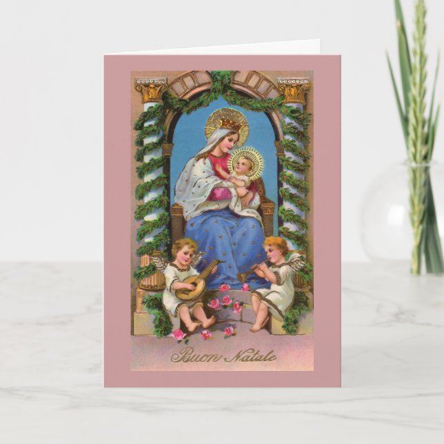 Vintage Christmas Mother Mary & Christ Child Holiday Card (Front)