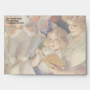 Vintage Christmas, Mother Reading Bedtime Story Envelopes