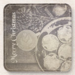 Vintage Christmas Motif with Cookies and Coffee Coaster<br><div class="desc">A nostalgic Christmas motif celebrating cookies and coffee in charming vintage style.</div>