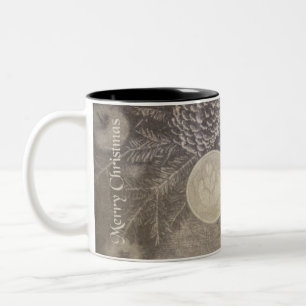 Vintage Christmas Motif with Cookies and Coffee Two-Tone Coffee Mug