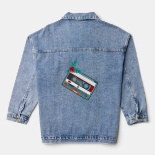vintage christmas music cassette tape  denim jacket