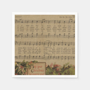 Vintage Christmas Music Sheet Holiday Napkin