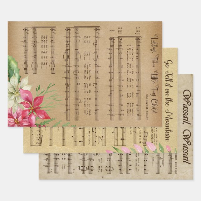 Vintage Christmas Music  Wrapping Paper Sheets (Set)