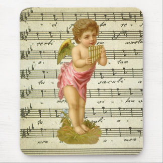 Vintage Christmas, Musician Angel with Pan Pipes Mouse Pad