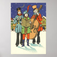 Vintage Christmas, Musicians Caroling with Music