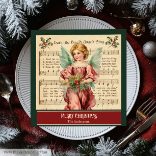 Vintage Christmas Napkins Retro Angel Table Decor