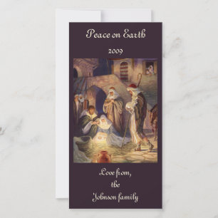 Vintage Christmas Nativity, 3 Shepherds and Jesus Holiday Card