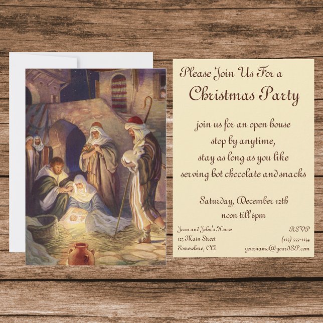 Vintage Christmas Nativity, 3 Shepherds and Jesus Invitation (Creator Uploaded)