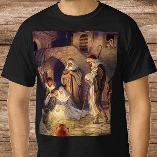 Vintage Christmas Nativity, 3 Shepherds and Jesus T-Shirt