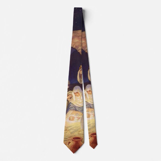 Vintage Christmas Nativity, 3 Shepherds and Jesus Tie (Front)