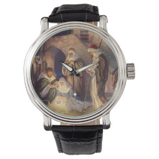 Vintage Christmas Nativity, 3 Shepherds and Jesus Watch