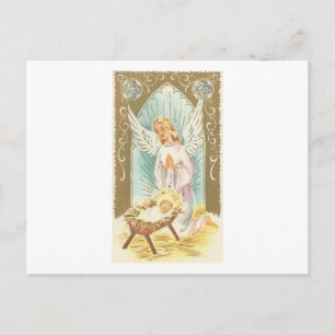 Vintage Christmas Nativity Angel Holiday Postcard