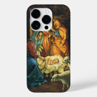 Vintage Christmas Nativity, Baby Jesus in Manger Case-Mate iPhone 14 Pro Case