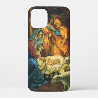 Vintage Christmas Nativity, Baby Jesus in Manger iPhone 12 Mini Case