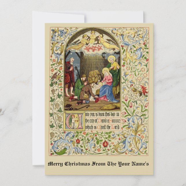 Vintage Christmas Nativity by Alfred Crispin Holiday Card (Front)