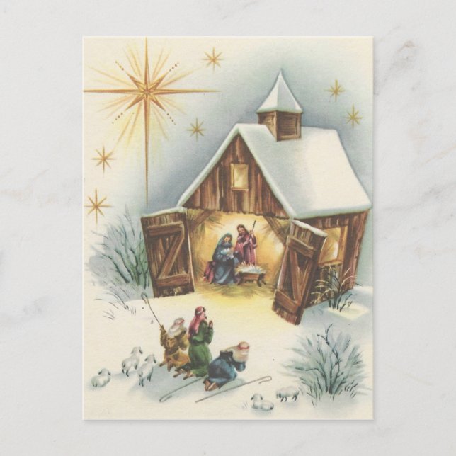Vintage Christmas Nativity Card (Front)