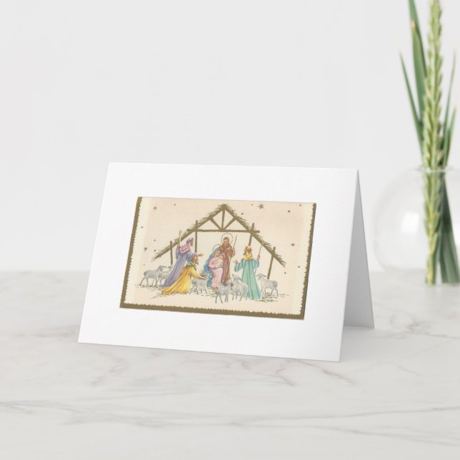 Vintage Christmas Nativity Holiday Card (Front)