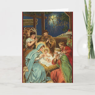 Vintage Christmas nativity Holiday Card