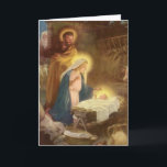 Vintage Christmas Nativity, Mary Joseph Baby Jesus Holiday Card<br><div class="desc">Vintage illustration religious Christmas holiday image featuring a classic nativity. A Christian religion family scene with Mary,  Joseph and the infant Jesus Christ in the Manger in Bethlehem. Artist: Hy Hintermeister.</div>