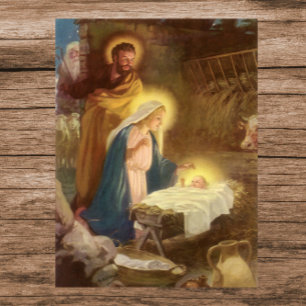 Vintage Christmas Nativity, Mary Joseph Baby Jesus Poster