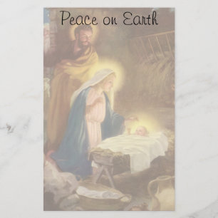 Vintage Christmas Nativity, Mary Joseph Baby Jesus Stationery