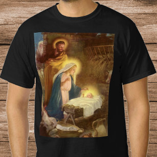 Vintage Christmas Nativity, Mary Joseph Baby Jesus T-Shirt