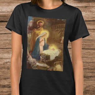 Vintage Christmas Nativity, Mary Joseph Baby Jesus T-Shirt