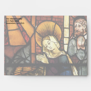 Vintage Christmas Nativity Scene in Stained Glass Envelopes