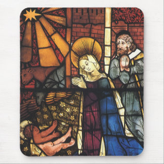 Vintage Christmas Nativity Scene in Stained Glass Mouse Pad