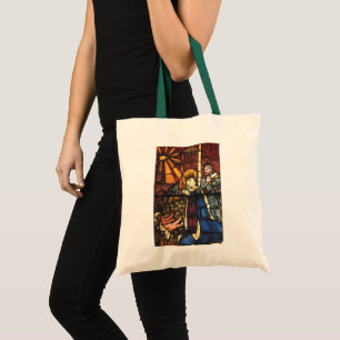 Vintage Christmas Nativity Scene in Stained Glass Tote Bag