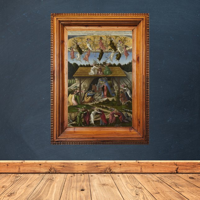 Vintage Christmas Nativity Scene Sandro Botticelli Poster (Mystic Nativity by Sandro Botticelli Vintage Religious Christian Catholic Christmas Poster)