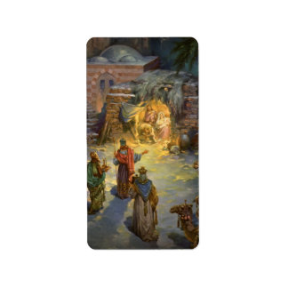 Vintage Christmas Nativity with Visiting Magi Label