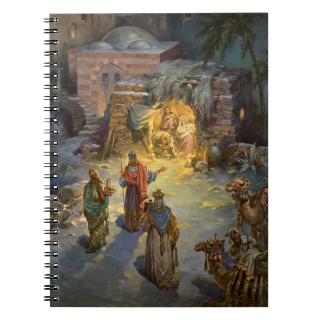 Vintage Christmas Nativity with Visiting Magi Spiral Notebook (Front)