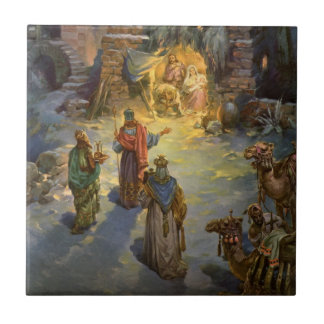 Vintage Christmas Nativity with Visiting Magi Tile