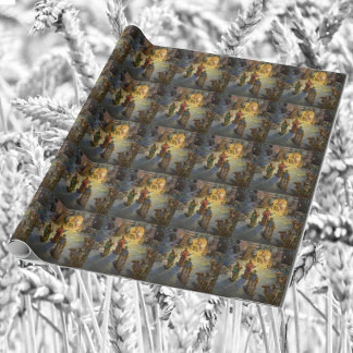 Vintage Christmas Nativity with Visiting Magi Wrapping Paper