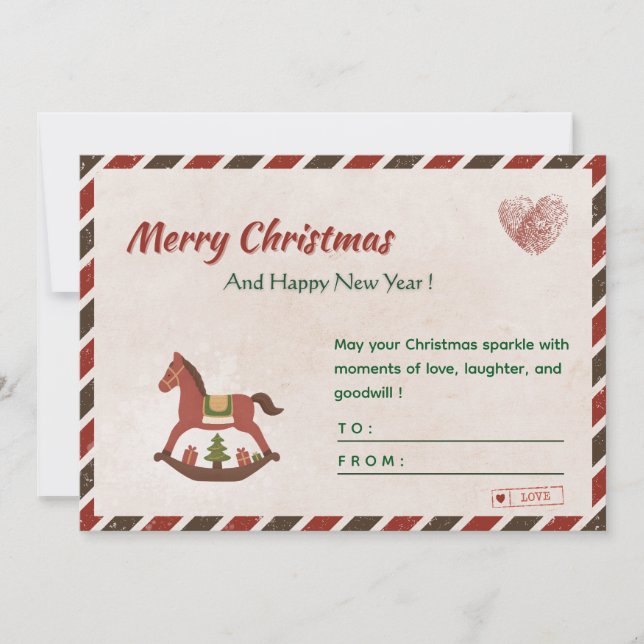 🎄🌸Vintage Christmas & New Year Card with Horse (Front)